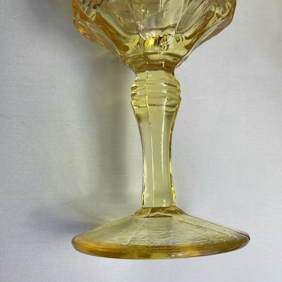 8 Vintage Tiara Constellation Yellow Water Goblet Glasses - Picture 4 of 9